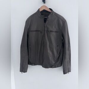 Danier oversize vintage leather jacket brown/gray size 40